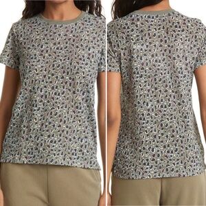 ATM Anthony Thomas Melillo Leopard Print Slub Cotton Crew Short Sleeve Tee Top